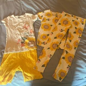 Carters Snug Fit Sunflower Pajama set Girls Size 6
